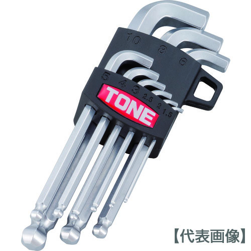 ＴＯＮＥ　ボールポイント六角棒レンチセット　マスターツール首下ショートボールポイントＬ形レンチセット　９点セット（BS900S）288-1586【ＴＯＮＥ（株）】