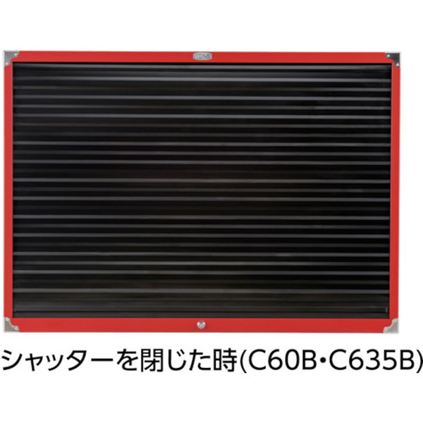 ＴＯＮＥ　整備用工具セット シャッター付きサービスボード 間口1086×奥行124×高さ772mm セット内容：シャッター付ボード（C60B）829-2441【ＴＯＮＥ（株）】