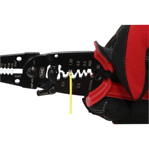 ＴＯＮＥ　手動圧着工具　電工ペンチ　全長２２０ｍｍ（CMP-200）858-6305【ＴＯＮＥ（株）】