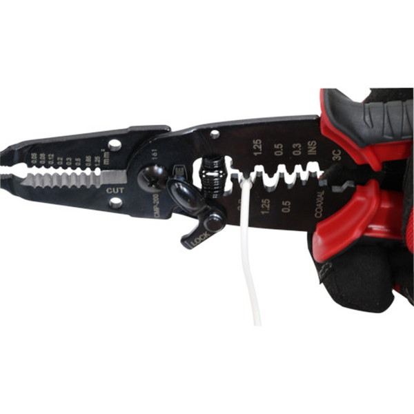 ＴＯＮＥ　手動圧着工具　電工ペンチ　全長２２０ｍｍ（CMP-200）858-6305【ＴＯＮＥ（株）】