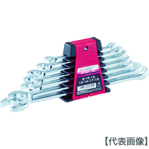 ＴＯＮＥ　コンビネーションスパナセット　ホルダタイプ　７点セット（CS700P）491-4546【ＴＯＮＥ（株）】