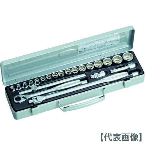ＴＯＮＥ　ソケットレンチセット　６角１２角タイプ　差込角９．５ｍｍ　２４点セット（CX3172）818-8765【ＴＯＮＥ（株）】
