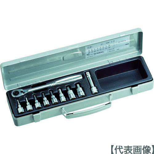 ＴＯＮＥ　ヘキサゴンソケットレンチセット　吋目　１０ｐｃｓ（HB3082）396-4370【ＴＯＮＥ（株）】