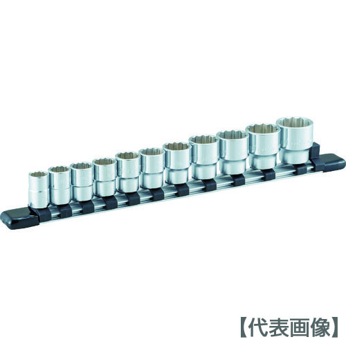ＴＯＮＥ　ソケットセット（１２角・ホルダー付）インチサイズ　１１ｐｃｓ（HDB311）810-9746【ＴＯＮＥ（株）】