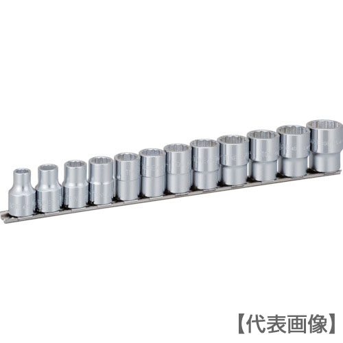 ＴＯＮＥ　ソケットセット（１２角・ホルダー付）インチサイズ　１２ｐｃｓ（HDB412）781-1233【ＴＯＮＥ（株）】