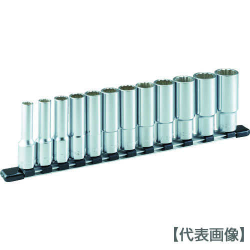 ＴＯＮＥ　ディープソケットセット（１２角・ホルダー付）インチサイズ　１２ｐｃｓ（HDBL412）810-9747【ＴＯＮＥ（株）】