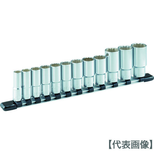 ＴＯＮＥ　ディープソケットセット（１２角・ホルダー付）　１２ｐｃｓ　差込角９．５ｍｍ（HDL312A）395-6369【ＴＯＮＥ（株）】