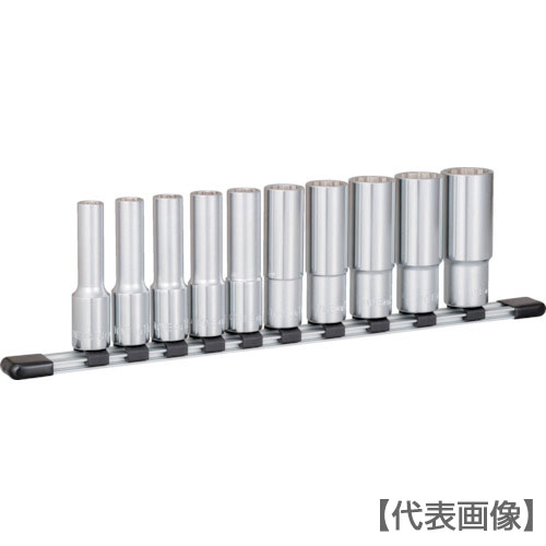 ＴＯＮＥ　ディープソケットセット（１２角・ホルダー付）　１０ｐｃｓ（HDL410）818-8749【ＴＯＮＥ（株）】