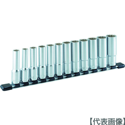 ＴＯＮＥ　ディープソケットセット（１２角・ホルダー付）　１２ｐｃｓ　差込角１２．７ｍｍ（HDL412）395-6377【ＴＯＮＥ（株）】