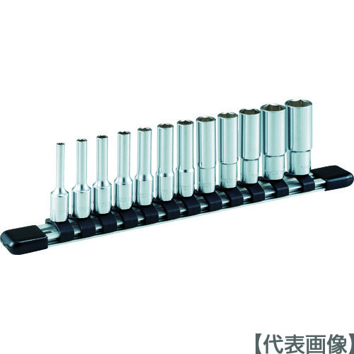 ＴＯＮＥ　ディープソケットセット（インチ）　（６角・ホルダー付）　吋目　１２ｐｃｓ　差込角６．３５ｍｍ（HSBL212）810-9635【ＴＯＮＥ（株）】