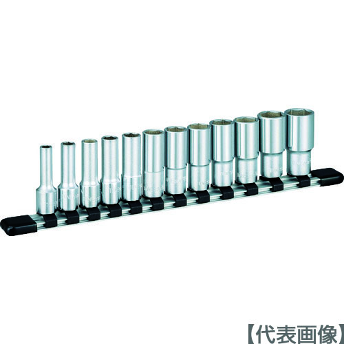 ＴＯＮＥ　ディープソケットセット（インチ）　（６角・ホルダー付）　吋目　１２ｐｃｓ　差込角９．５ｍｍ（HSBL312）810-9586【ＴＯＮＥ（株）】