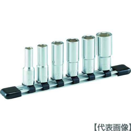 ＴＯＮＥ　ディープソケットセット（６角・ホルダー付）　６ｐｃｓ（HSL306）405-7775【ＴＯＮＥ（株）】