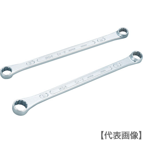 ＴＯＮＥ　両口ロングめがねレンチ（ストレート）　対辺寸法１２×１４ｍｍ　全長２２４ｍｍ（M04-1214）369-8556【ＴＯＮＥ（株）】