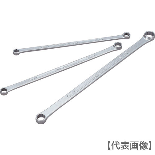 ＴＯＮＥ　両口超ロングめがねレンチ（ストレート）　対辺寸法１０×１２ｍｍ　メッキ処理（M05-1012）287-7651【ＴＯＮＥ（株）】