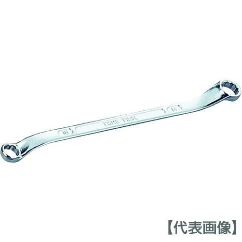 ＴＯＮＥ　両口ロングメカニックめがねレンチ（４５°×１０°）　対辺寸法１２×１４ｍｍ　全長２１９ｍｍ（M44-1214）369-8742【ＴＯＮＥ（株）】