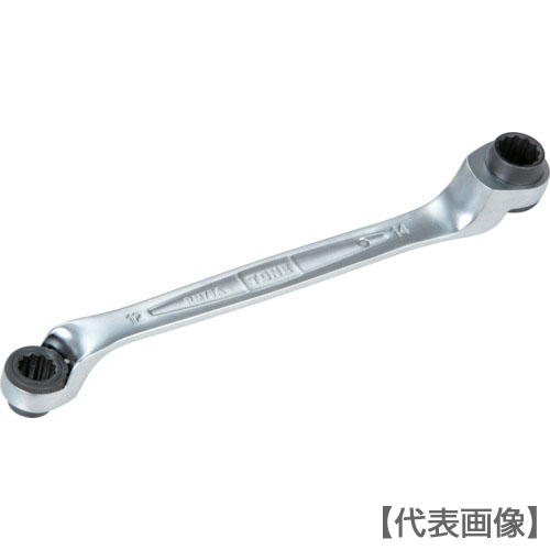 ＴＯＮＥ　両頭ラチェットめがねレンチ　７５度　対辺寸法１１ｘ１３全長２１８ｍｍ（RM75A-1113）447-2641【ＴＯＮＥ（株）】
