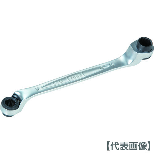 ＴＯＮＥ　両頭ラチェットめがねレンチ　７５度　対辺寸法１２ｘ１４全長２１８ｍｍ（RM75A-1214）447-2659【ＴＯＮＥ（株）】