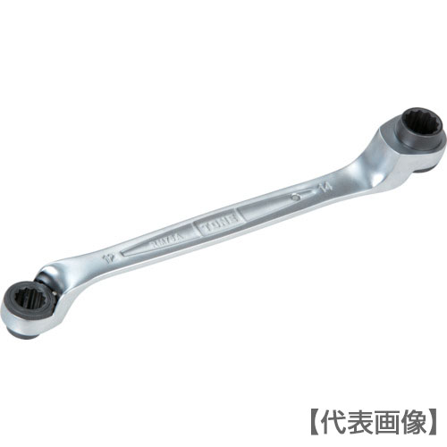 ＴＯＮＥ　両頭ラチェットめがねレンチ　７５度　対辺寸法１４ｘ１７全長２４５ｍｍ（RM75A-1417）447-2675【ＴＯＮＥ（株）】