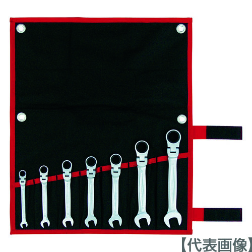 ＴＯＮＥ　コンビネーションラチェットレンチ　首振ラチェットめがねレンチセット　７点セット（RMF700）323-5271【ＴＯＮＥ（株）】