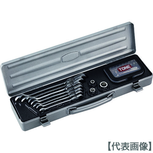 ＴＯＮＥ　首振クイックラチェットめがねレンチビットラチェットセット（RMFQ700BR）868-1700【ＴＯＮＥ（株）】