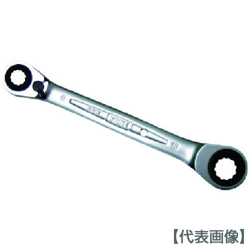 ＴＯＮＥ　４ウェイラチェットめがねレンチ　対辺寸法１２×１３×１４×１５ｍｍ　全長１９０ｍｍ（RMW-1215）359-8772【ＴＯＮＥ（株）】