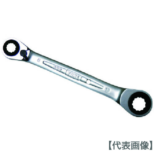 ＴＯＮＥ　４ウェイラチェットめがねレンチ　対辺寸法１４×１７×１８×１９ｍｍ　全長２３０ｍｍ（RMW-1419）359-8781【ＴＯＮＥ（株）】