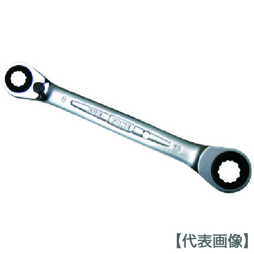 ＴＯＮＥ　４ウェイラチェットめがねレンチ　対辺寸法１６×１７×１８×１９ｍｍ　全長２３０ｍｍ（RMW-1619）359-8799【ＴＯＮＥ（株）】