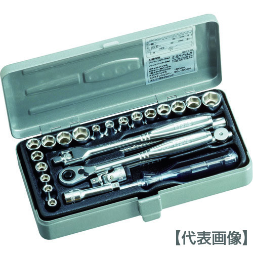 ＴＯＮＥ　ソケットレンチセット　６角タイプ　差込角６．３５ｍｍ　２５点セット（S2187C）818-8764【ＴＯＮＥ（株）】