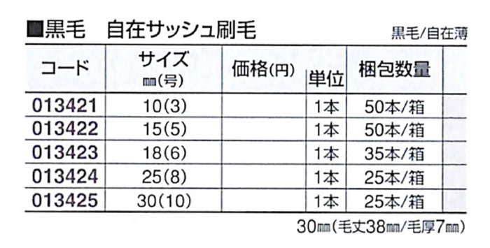 好川産業 黒毛 自在サッシュ刷毛 黒毛/自在薄 15mm(5号) 1本【好川産業株式会社】