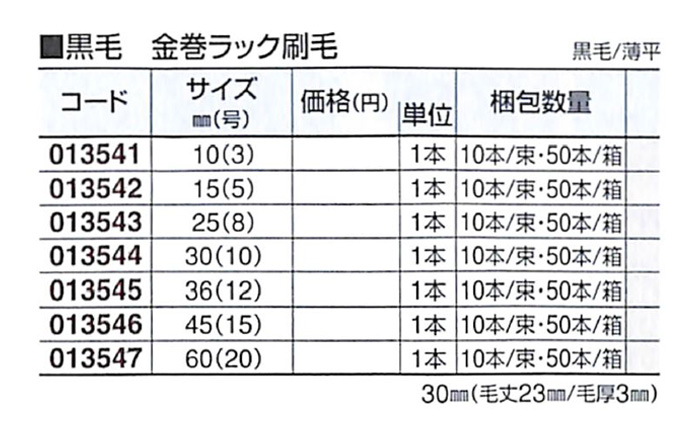 好川産業 黒毛 金巻 ラック刷毛 黒毛/薄平 60mm(20号) 1本【好川産業株式会社】