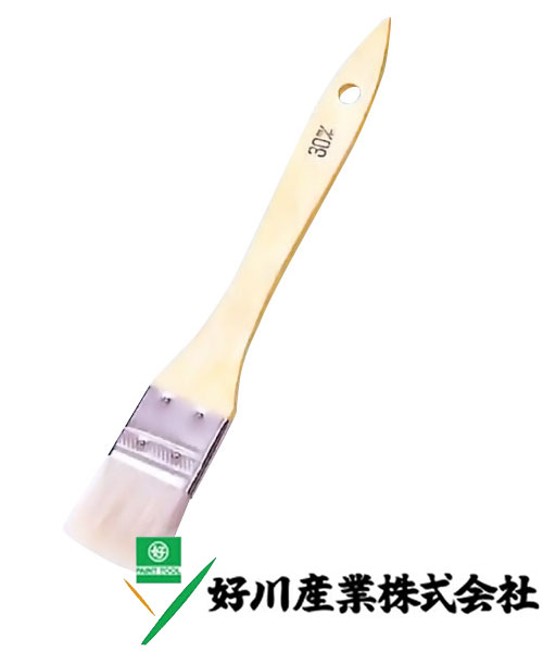 好川産業 白毛 金巻ラック刷毛 436E 白毛/薄平 15mm 1本【好川産業株式会社】