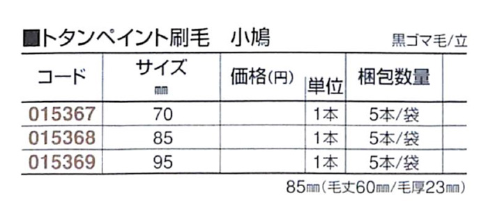 好川産業 トタンペイント刷毛 小鳩 黒ゴマ毛/立 95mm 1本【好川産業株式会社】